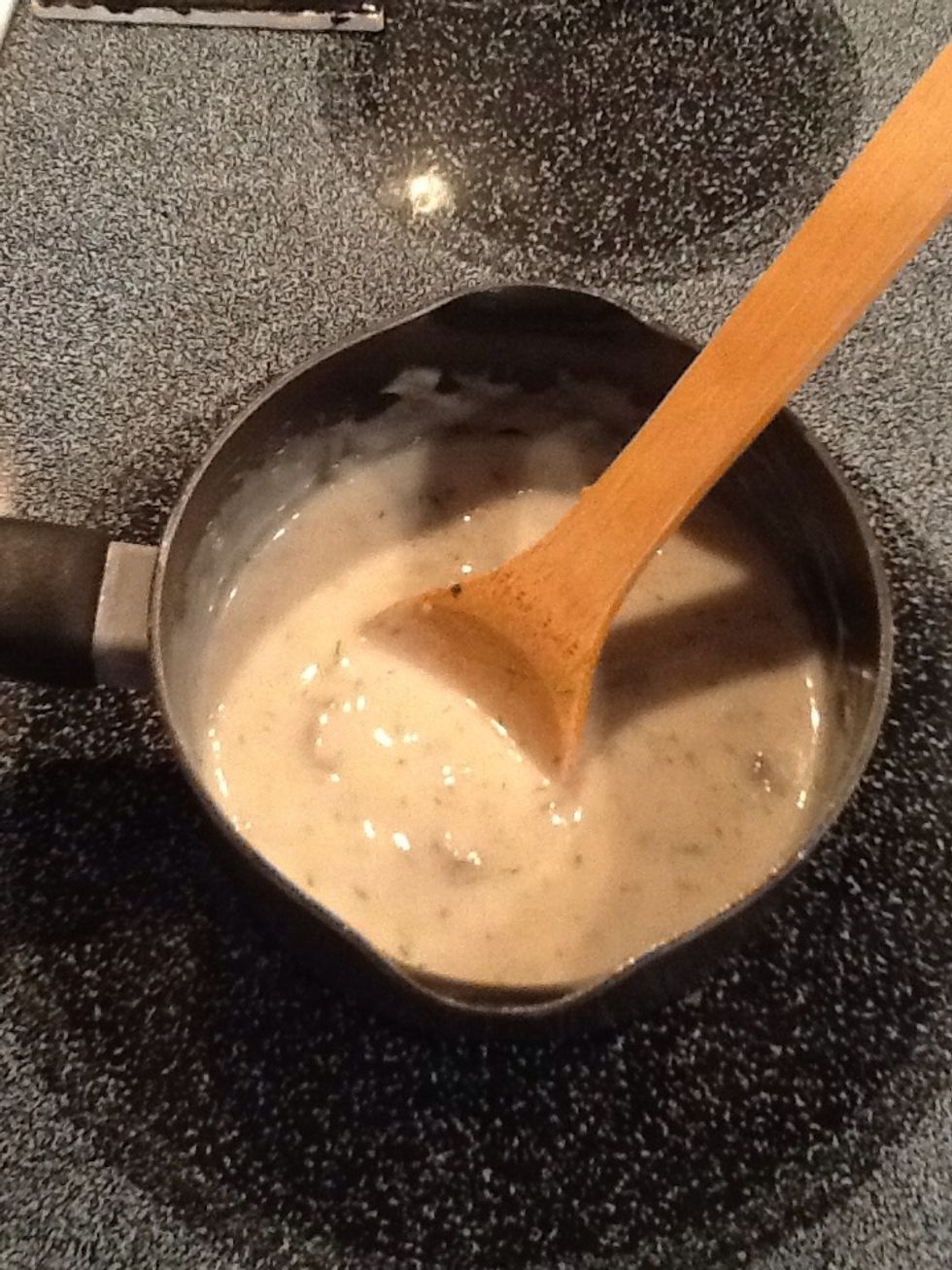Mix 1/2 c. water, can of soup, and 1/4 tsp. dill in saucepan. Cook over medium low heat until blended and warm.