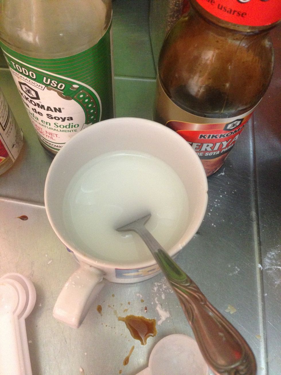 Mix 1/2 tsp corn starch with water