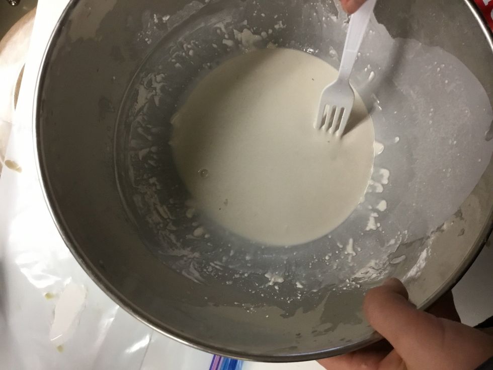 Mix 1/3 cup out of the cast and 2/3 cup of water