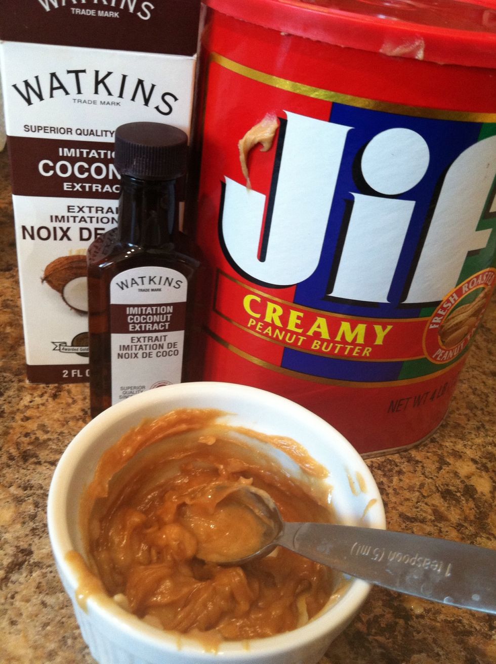 Mix 1 tsp coconut extract, 1 tsp coconut oil, and 4 tbsp peanut butter together.