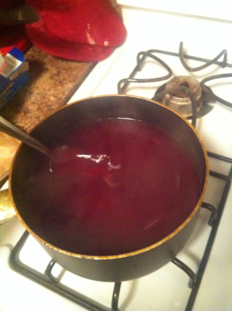 Mix 2 cups boiling water, and jello