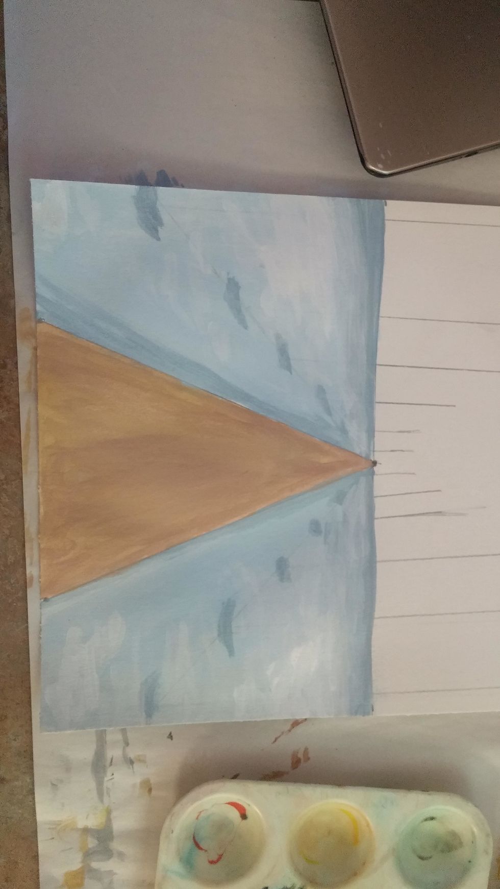 Mix a base color for the sidewalk. This one I made a tan color. Fill in entire sidewalk area with this color