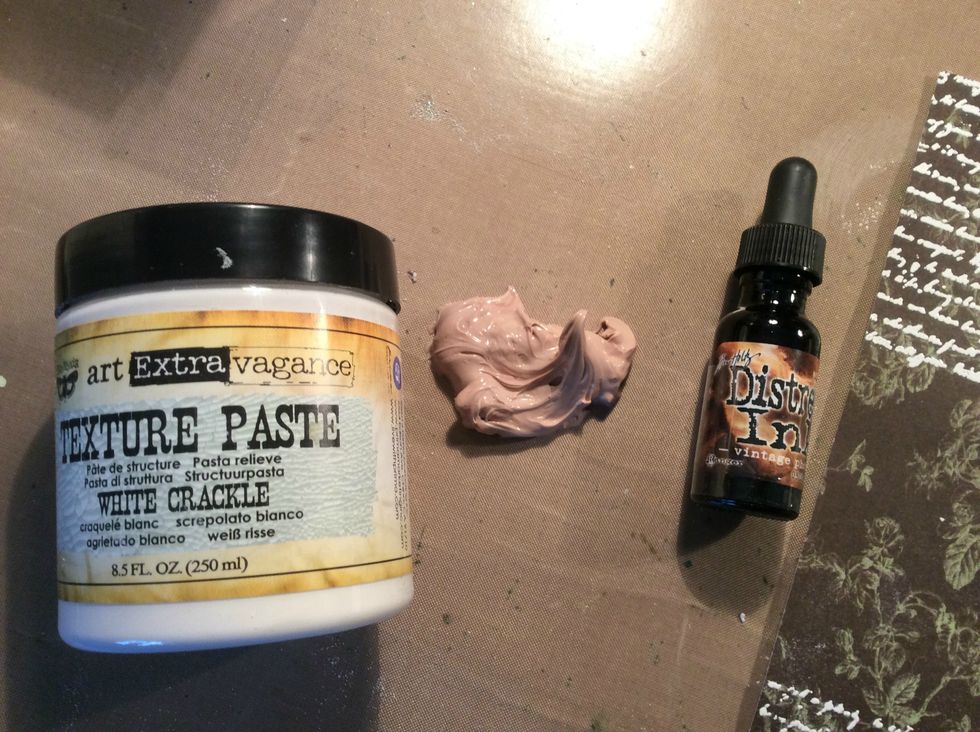 Mix a bit of Texture Paste with your choice of Distress Ink. You can also use acrylic paint, mica powders etc. to customize you paste color.
