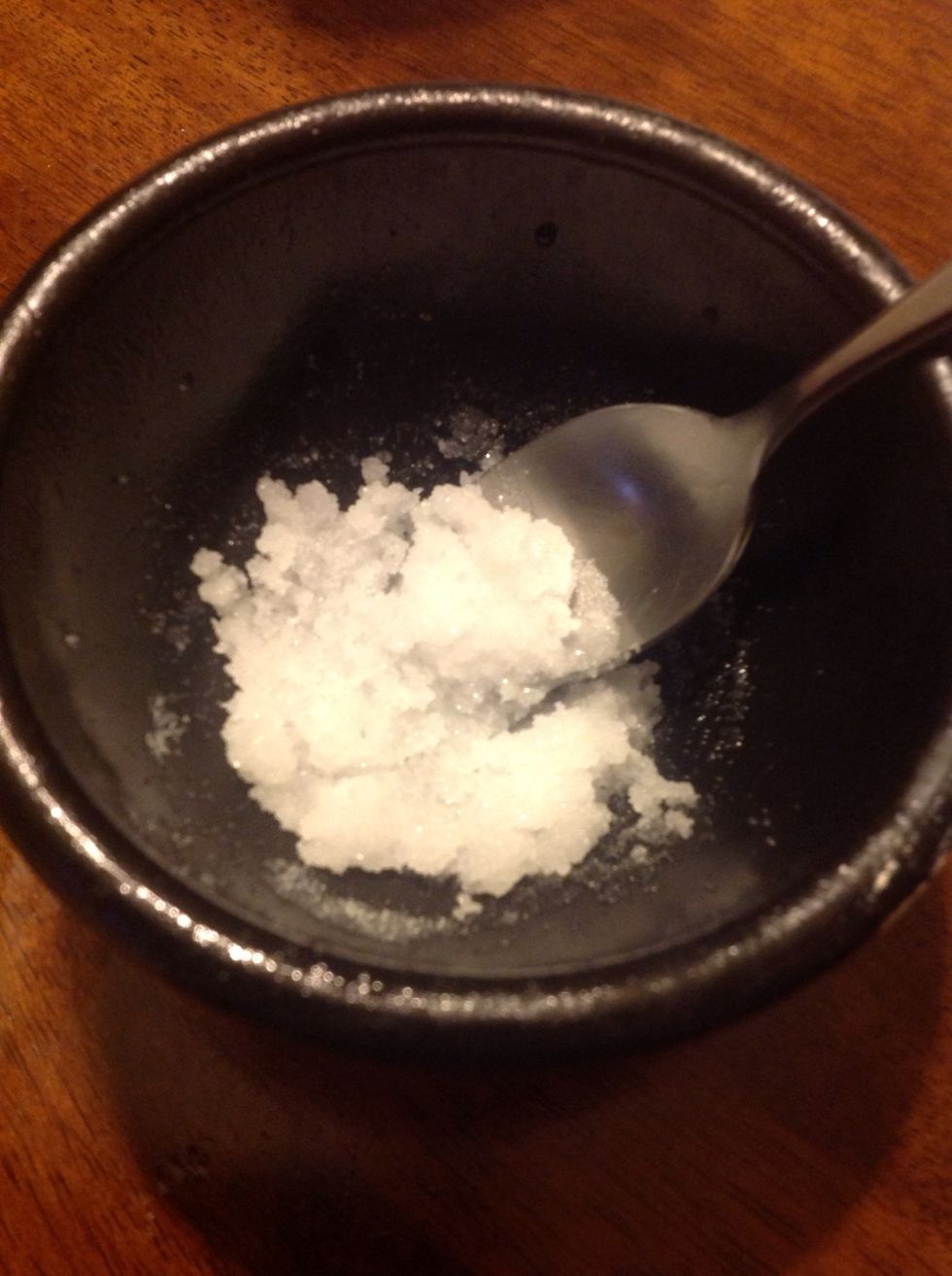 Mix! Add more baby oil or salt, until you get your desired consistency of your scrub.