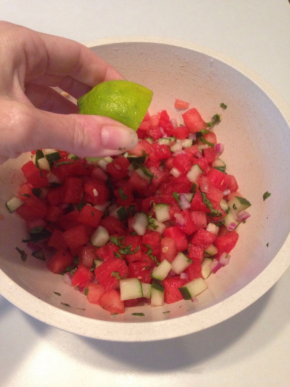 Mix all ingredients in a bowl. Add lime juice.