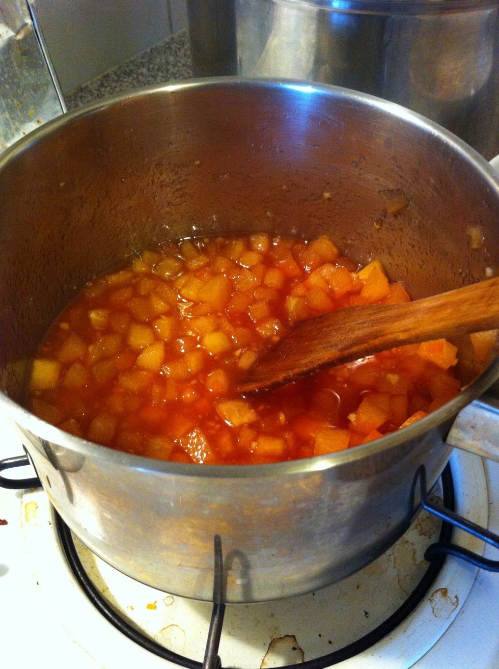 Mix all ingredients together. Continuously stir n keep at low hear till watermelon juice with rind n diced ginger thickens