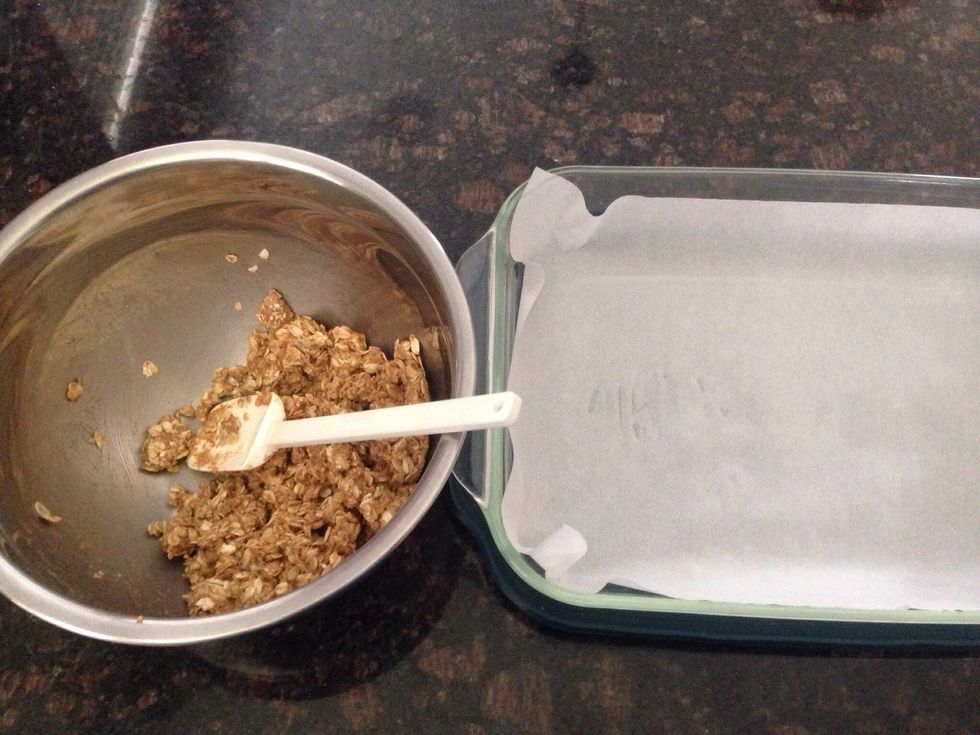 Mix all ingredients until well blended. Prepare your container to place the balls into. I like to use a piece of parchment paper & an air tight container.