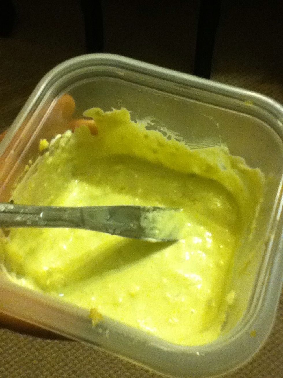 Mix all of the ingredients until well* blended.