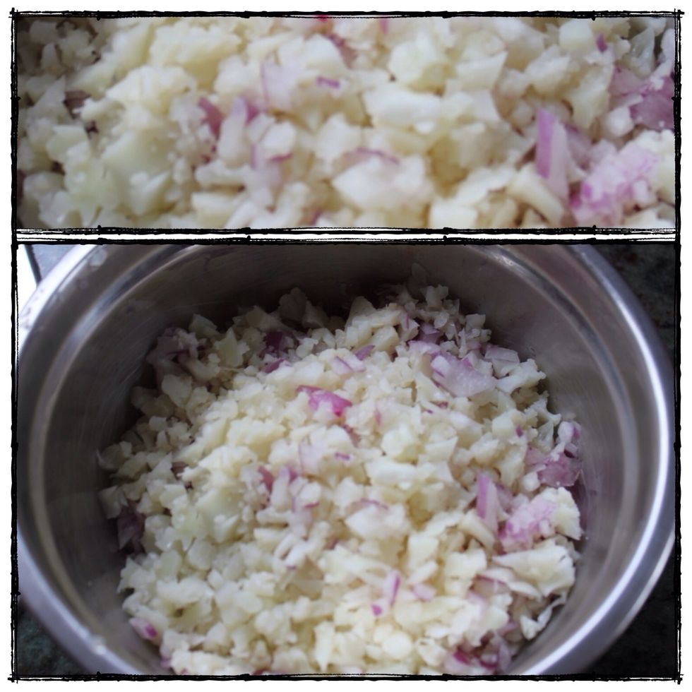 Mix all the chopped veges in a bowl.