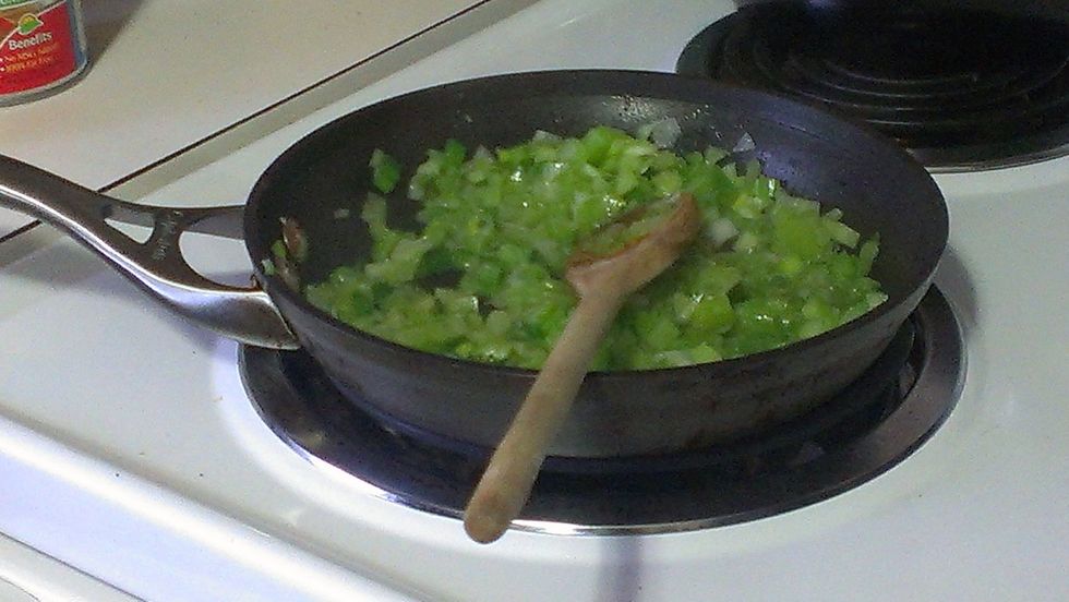 Mix all the greens together and saut\u00e9 them