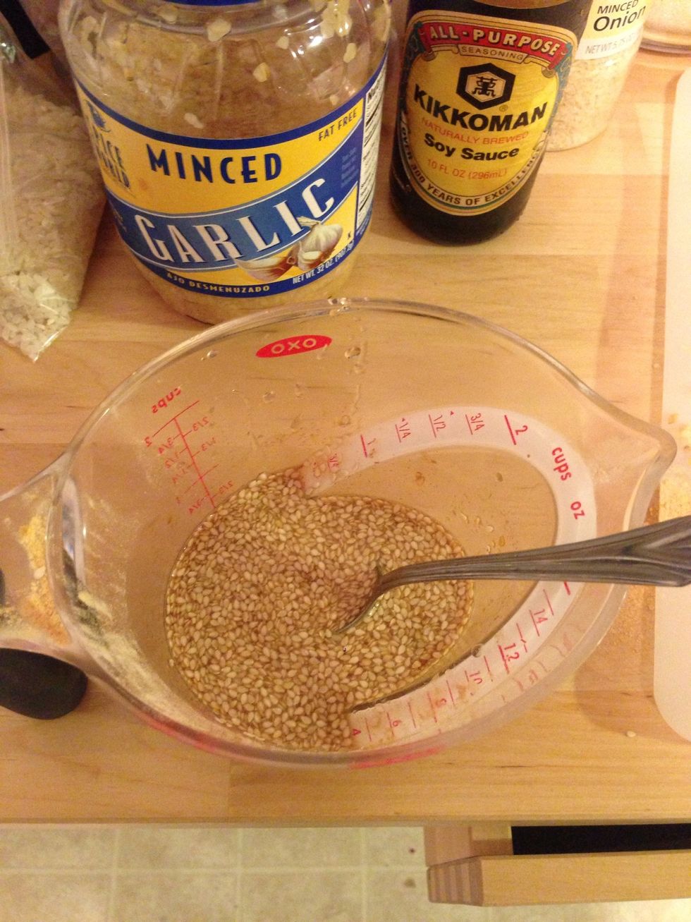 Mix all the honey ingredients together and sit aside.