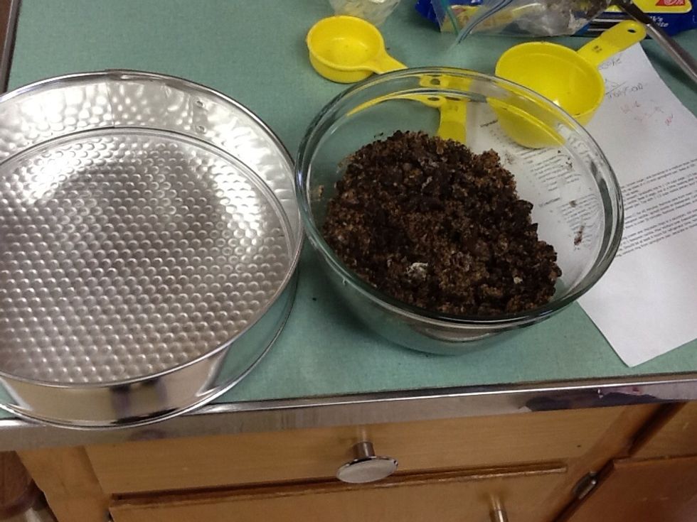 Mix all the ingredients together and get your pan ready, we are about to cook the crust!