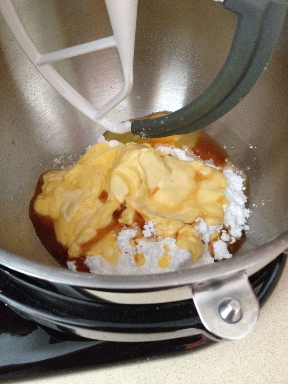 Mix all wet ingredients with the sugar