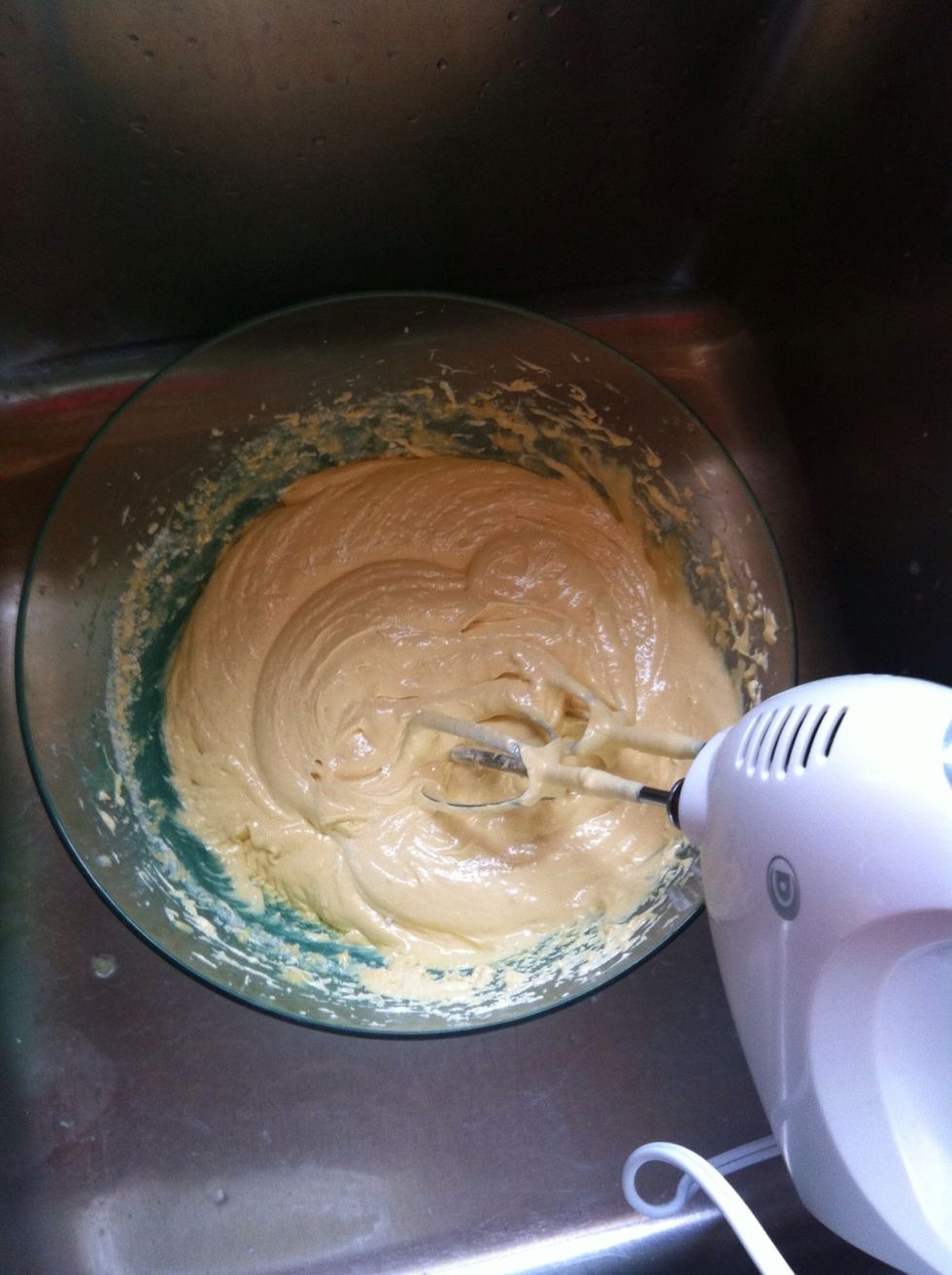 Mix all your ingredients just follow the instructions on the box