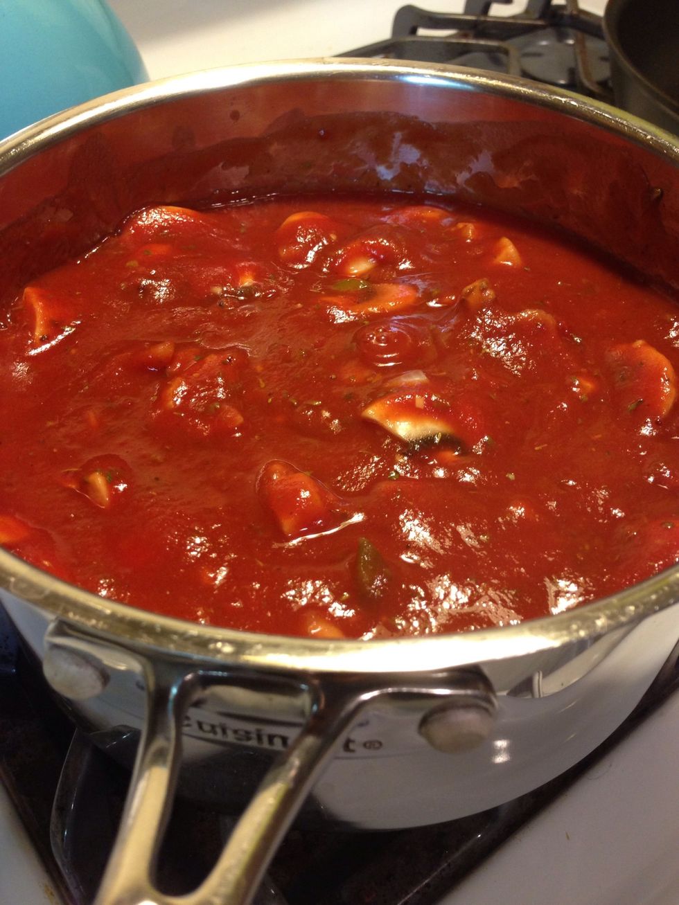 Mix all your sauce ingredients together, give them a couple good stirs, bring to a simmer, cover, and cook for a few hours, stirring every half hour or so to keep stuff from sticking to the bottom.
