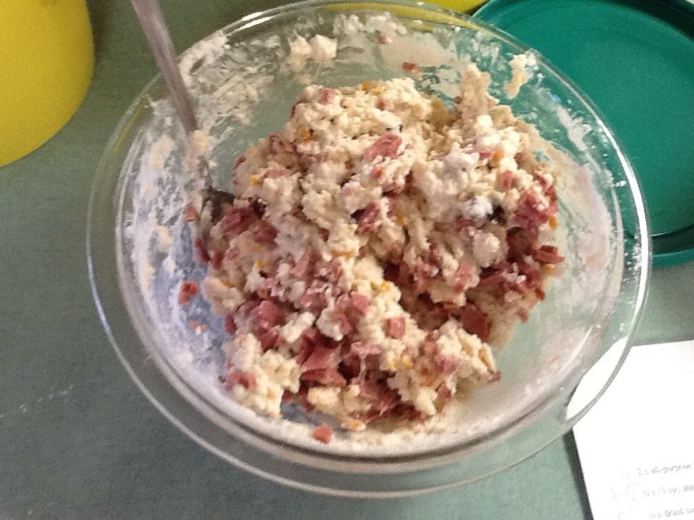 Mix altogether in the same mixing bowl.