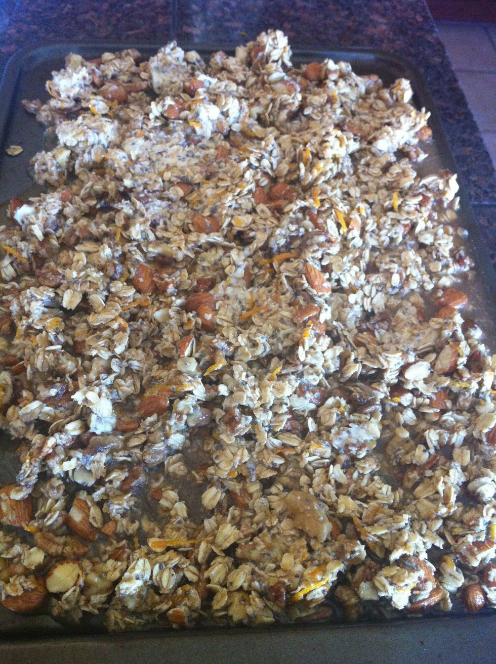 Mix and spread onto a cookie sheet.