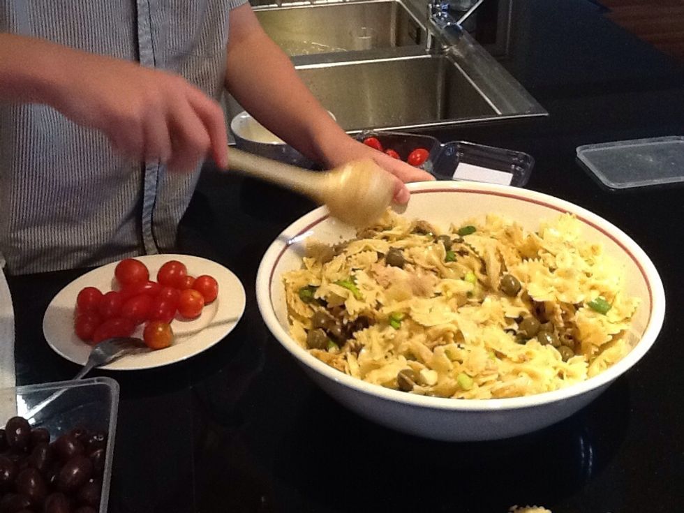 Mix and stir the pasta salad