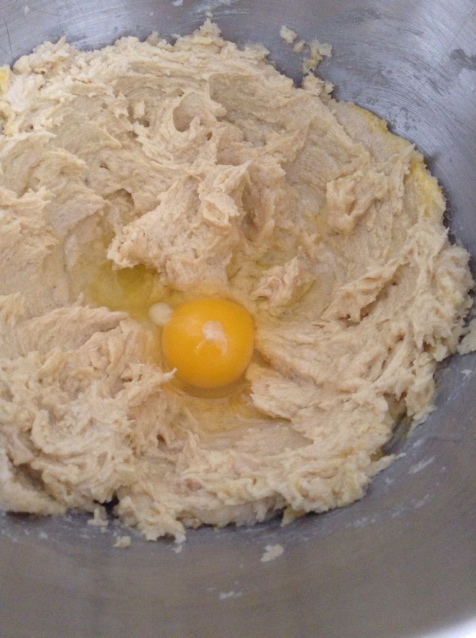 Mix, and then add your second egg