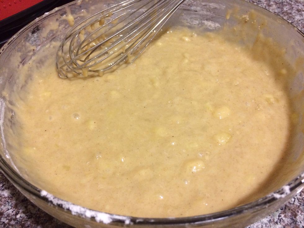 Mix banana's with wet ingredients then slowly incorporate dry ingredients
