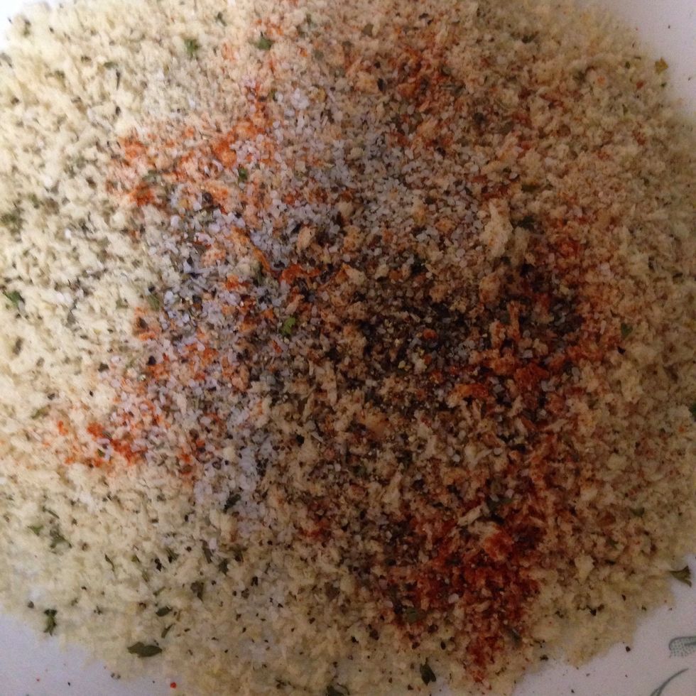 Mix basil, paprika, salt and pepper to the panko and set aside for breading