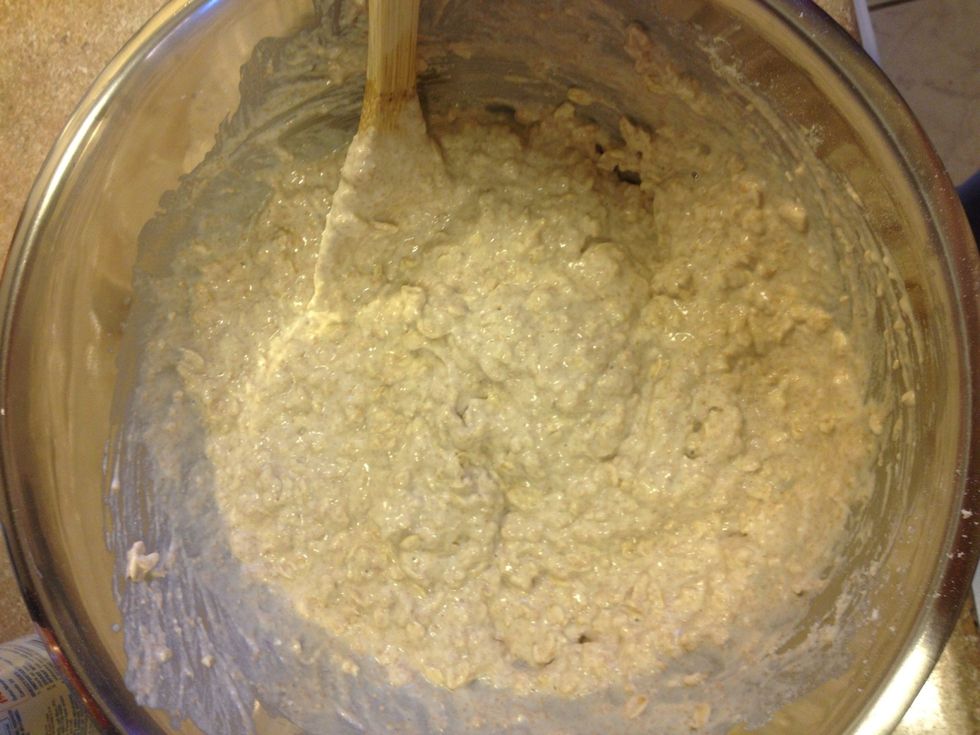 Mix, batter will not be smooth because of the oats
