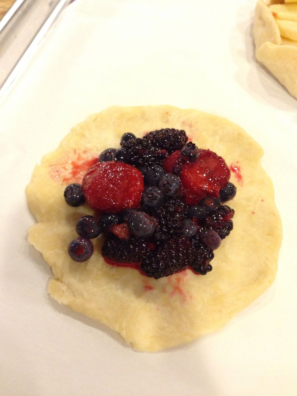 Mix berries with 1 tsp cornstarch, and split between 3 of the doughs!
