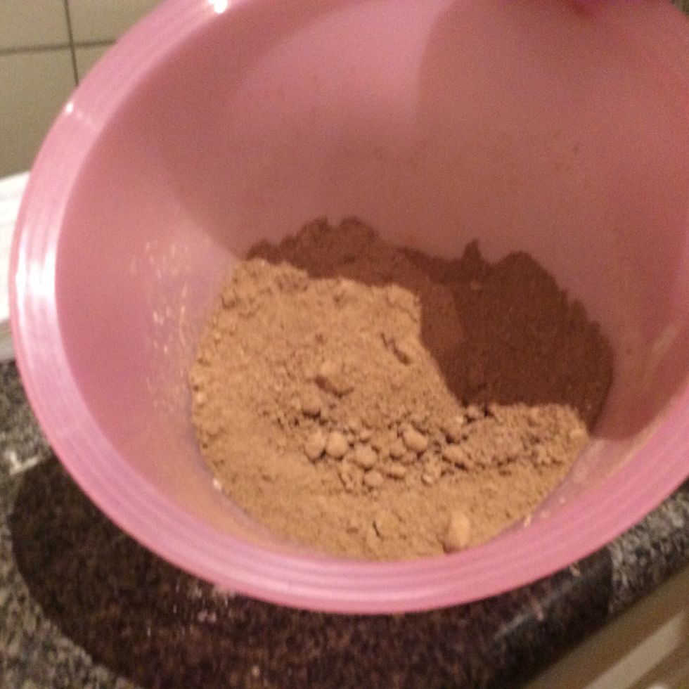 Mix brown sugar, cornflour and cocoa together