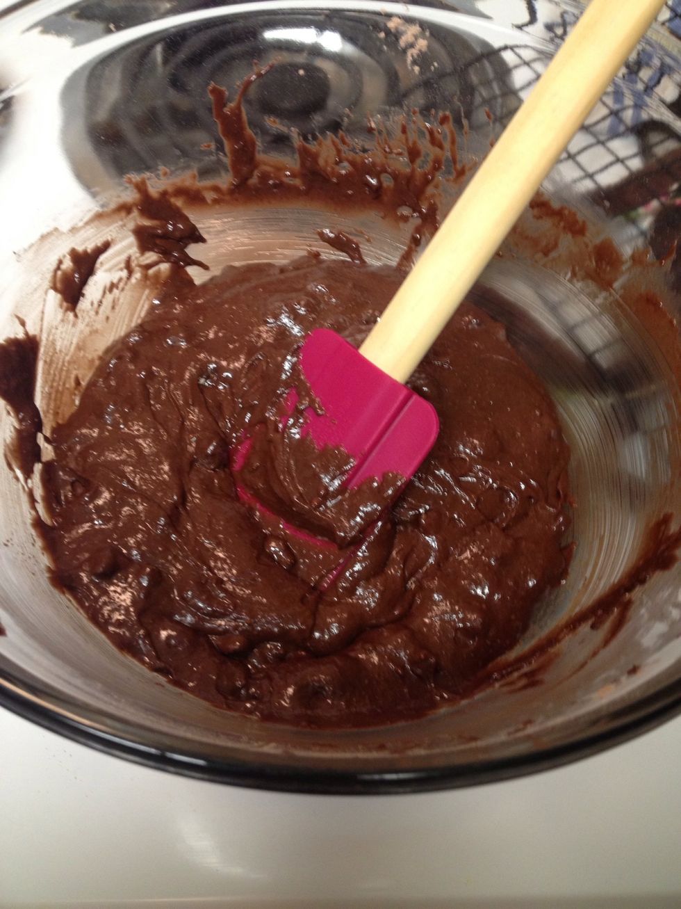 Mix brownies according to pkg or you can make your own