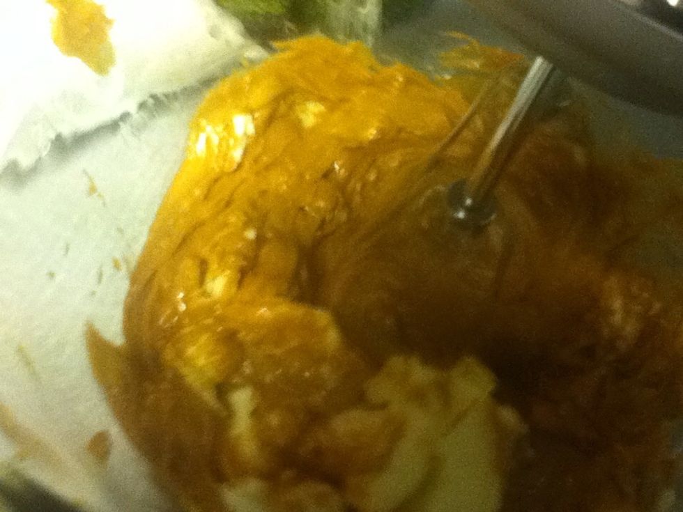 Mix butt er and nut butter..