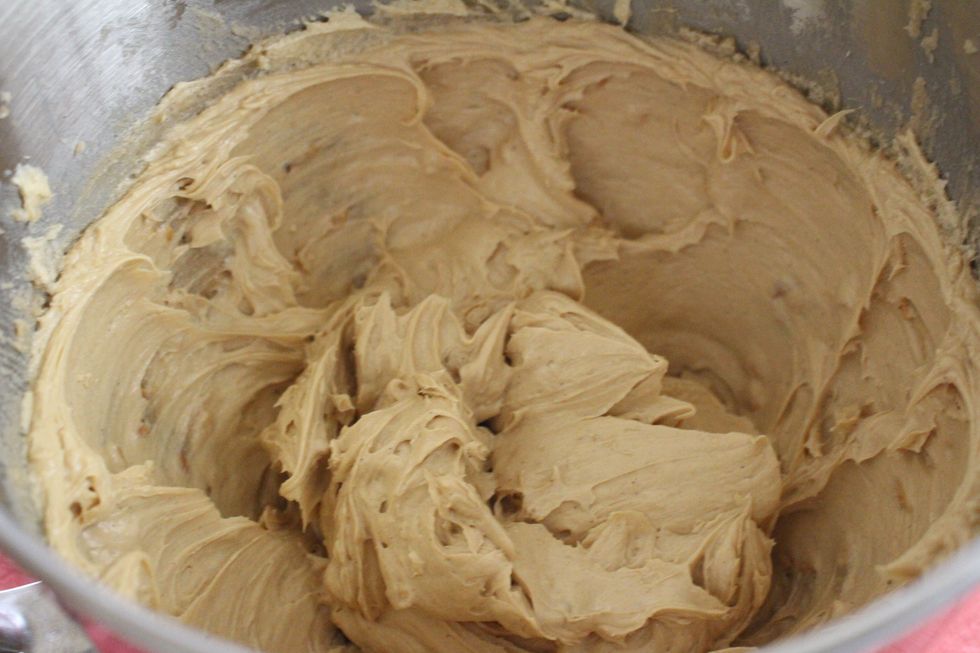 MIX BUTTER AND SUGAR UNTIL WELL BLENDED