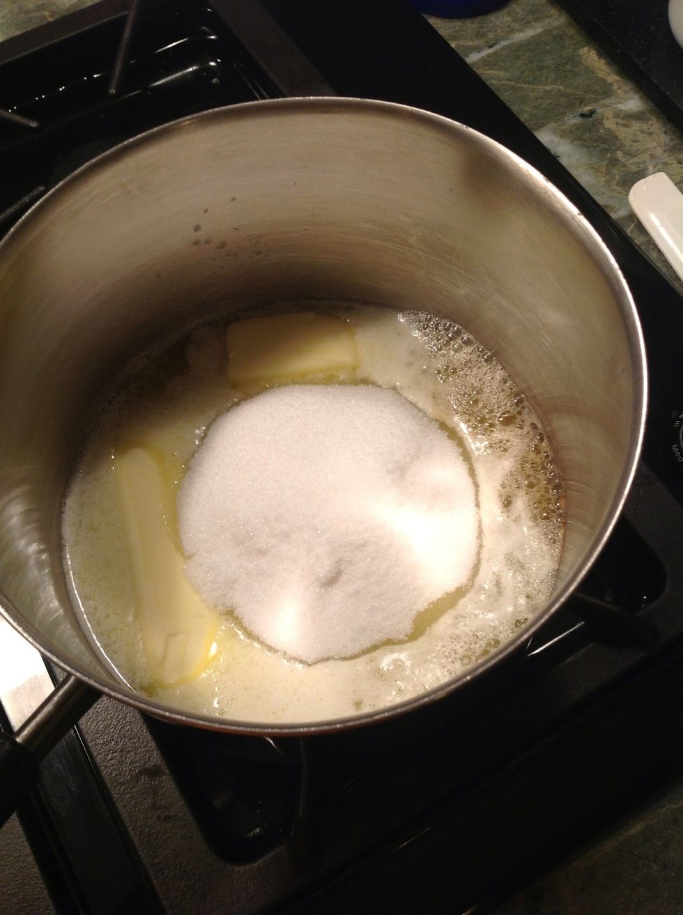 Mix butter and sugar