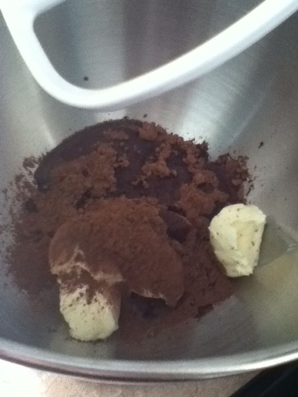 Mix butter, cocoa, vanilla and corn syrup until smooth.