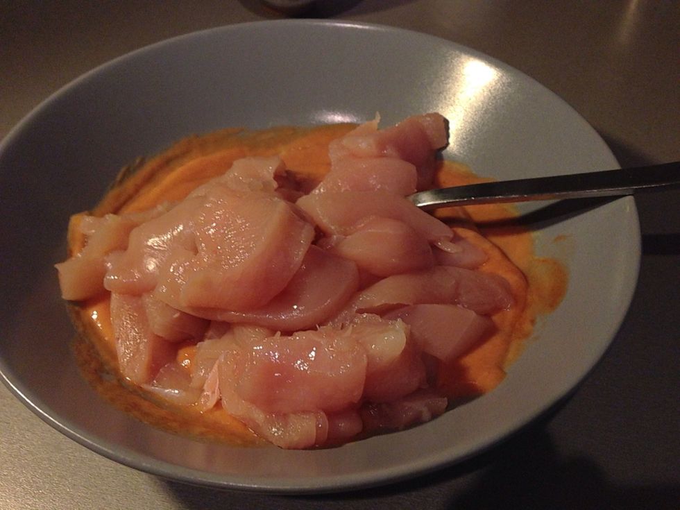 Mix chicken with your prepared mixture