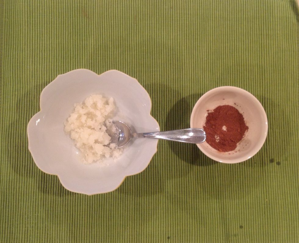 Mix cocoa and coffee thoroughly.