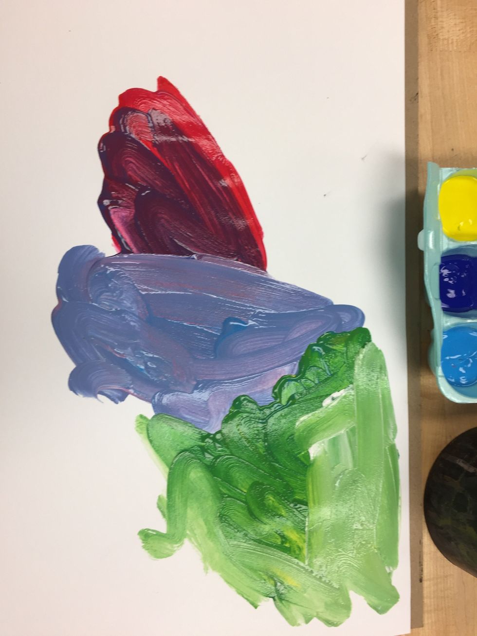 Mix colors and then add white to create a tint of that hue. Keep each new color separate from the others until the page is full.