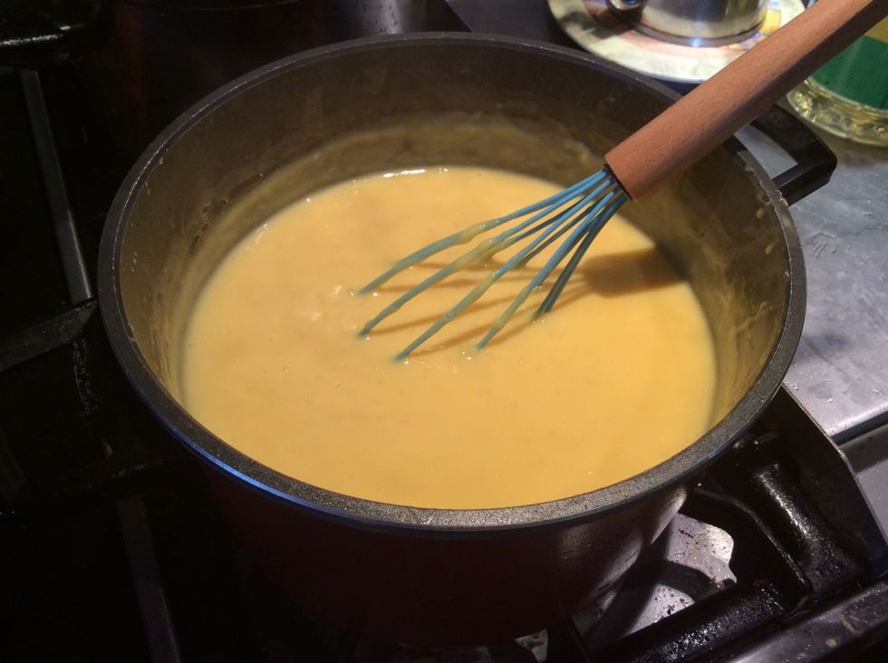 mix constantly on high heat until it thickens and bubbles