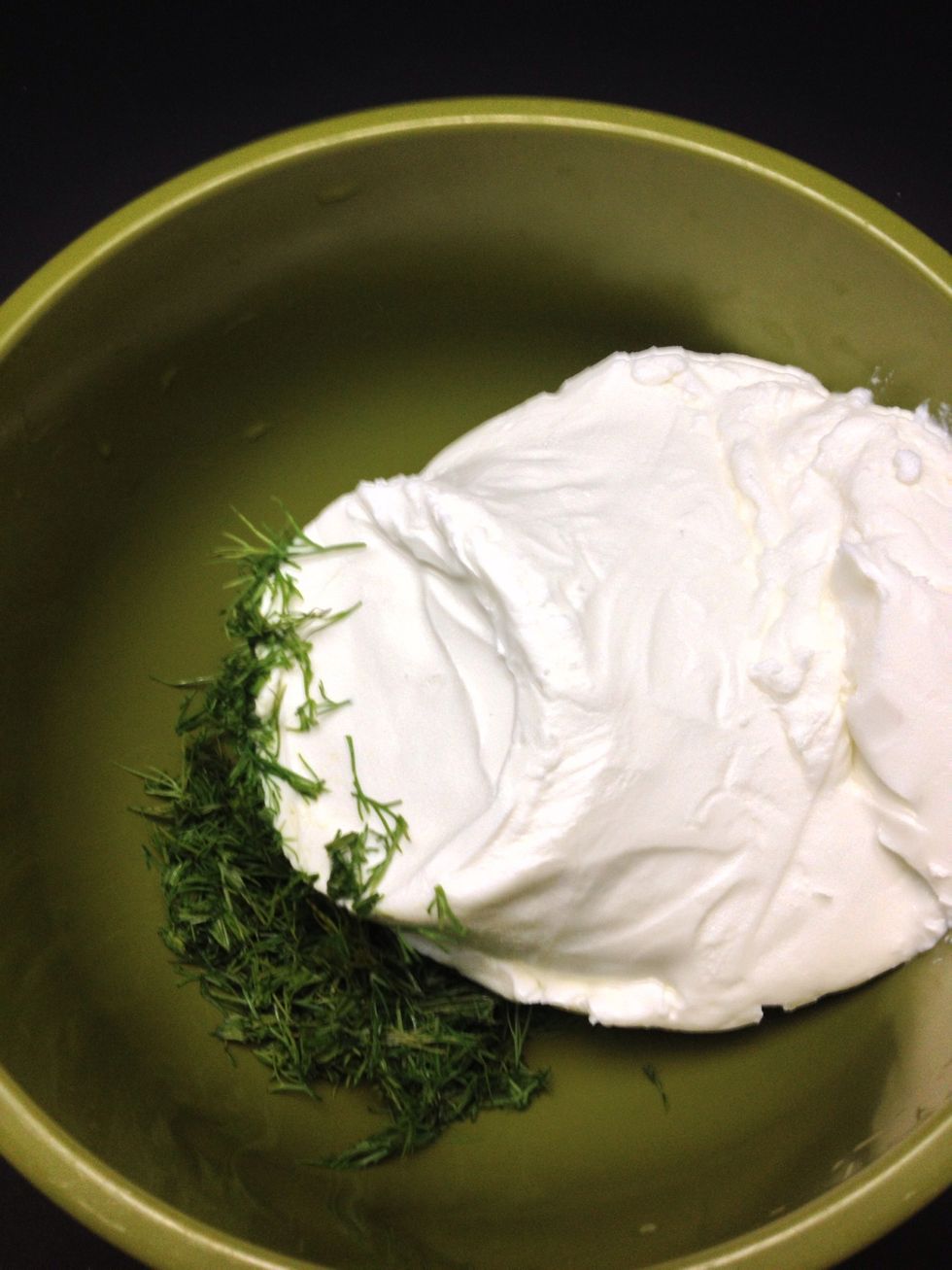 Mix dill and cucumber with the yogurt