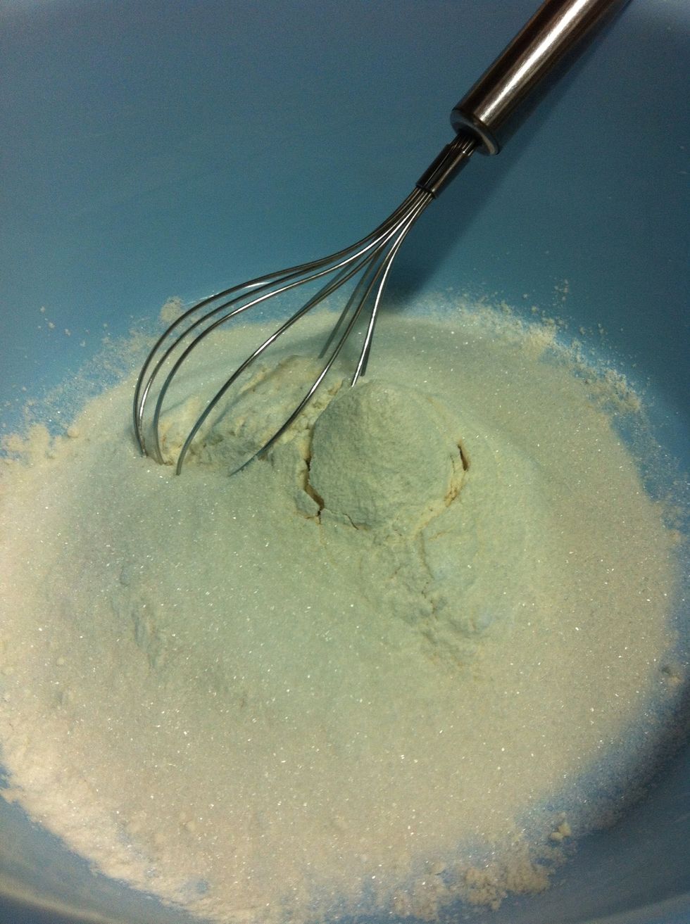 Mix dry ingredients - flour, baking powder, sugar, baking soda and salt