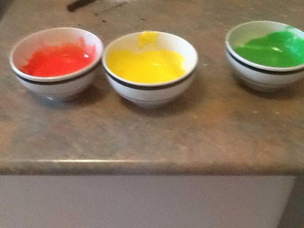 Mix each bowl of icing