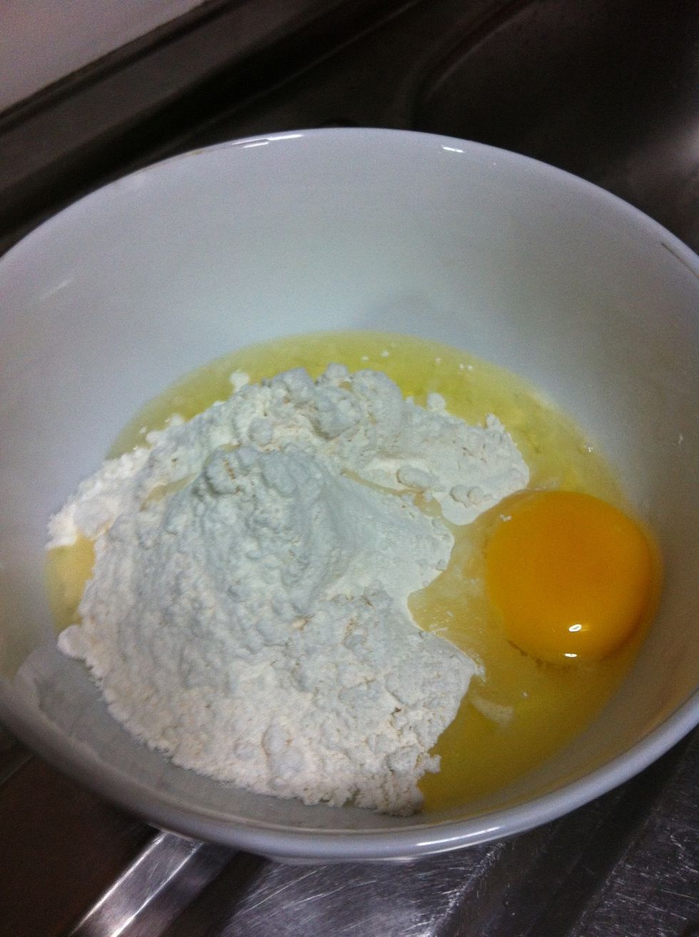 Mix egg and flour