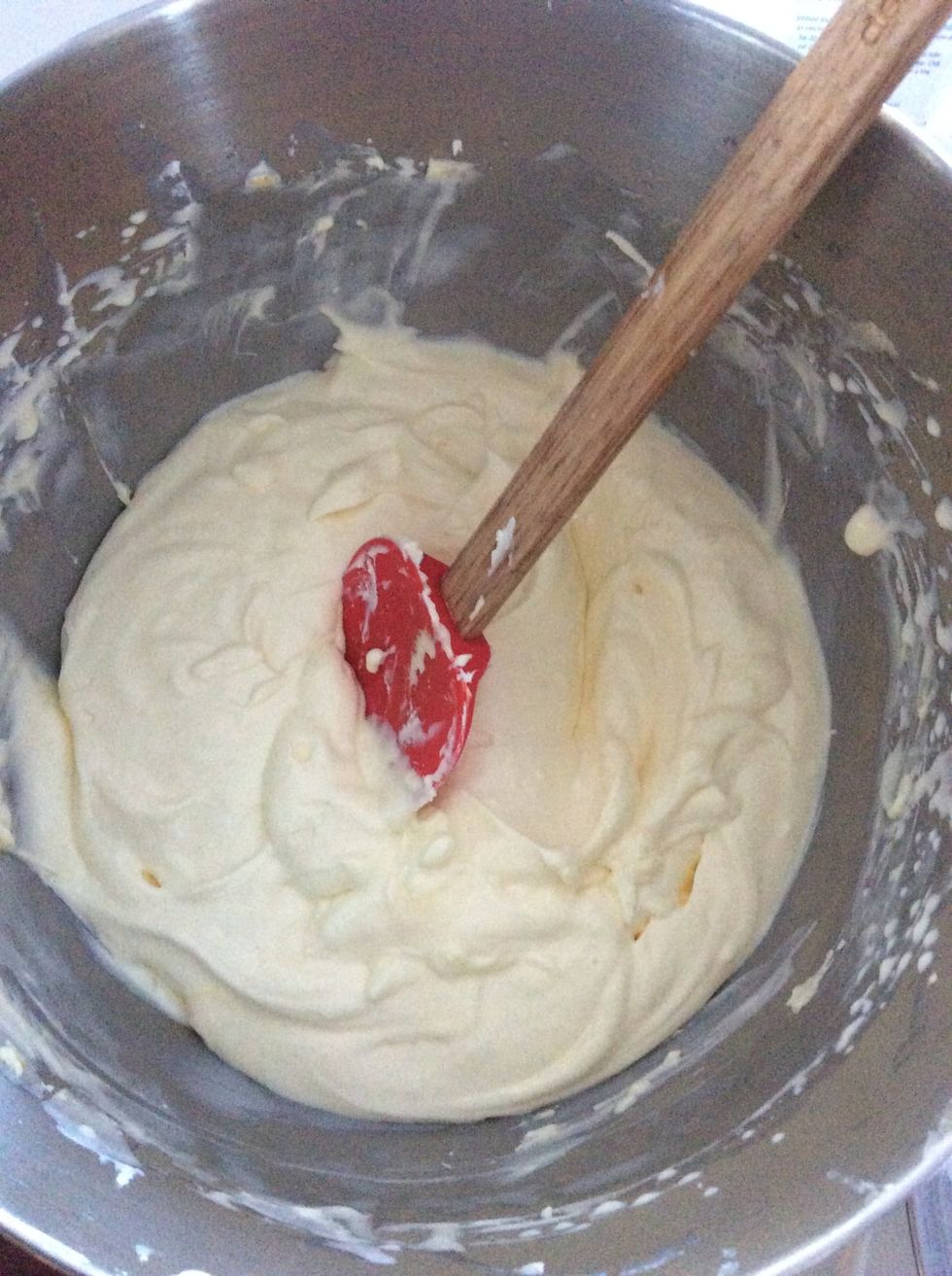 Mix egg whites into cream cheese mixture