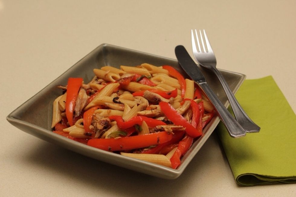 Mix everything together -and voila! Your pasta is ready.