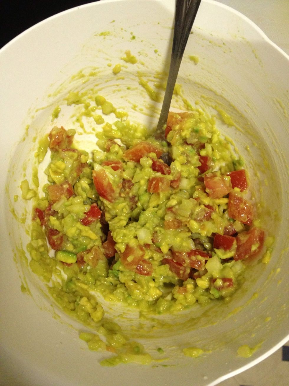 Mix everything together, careful don't over do it.