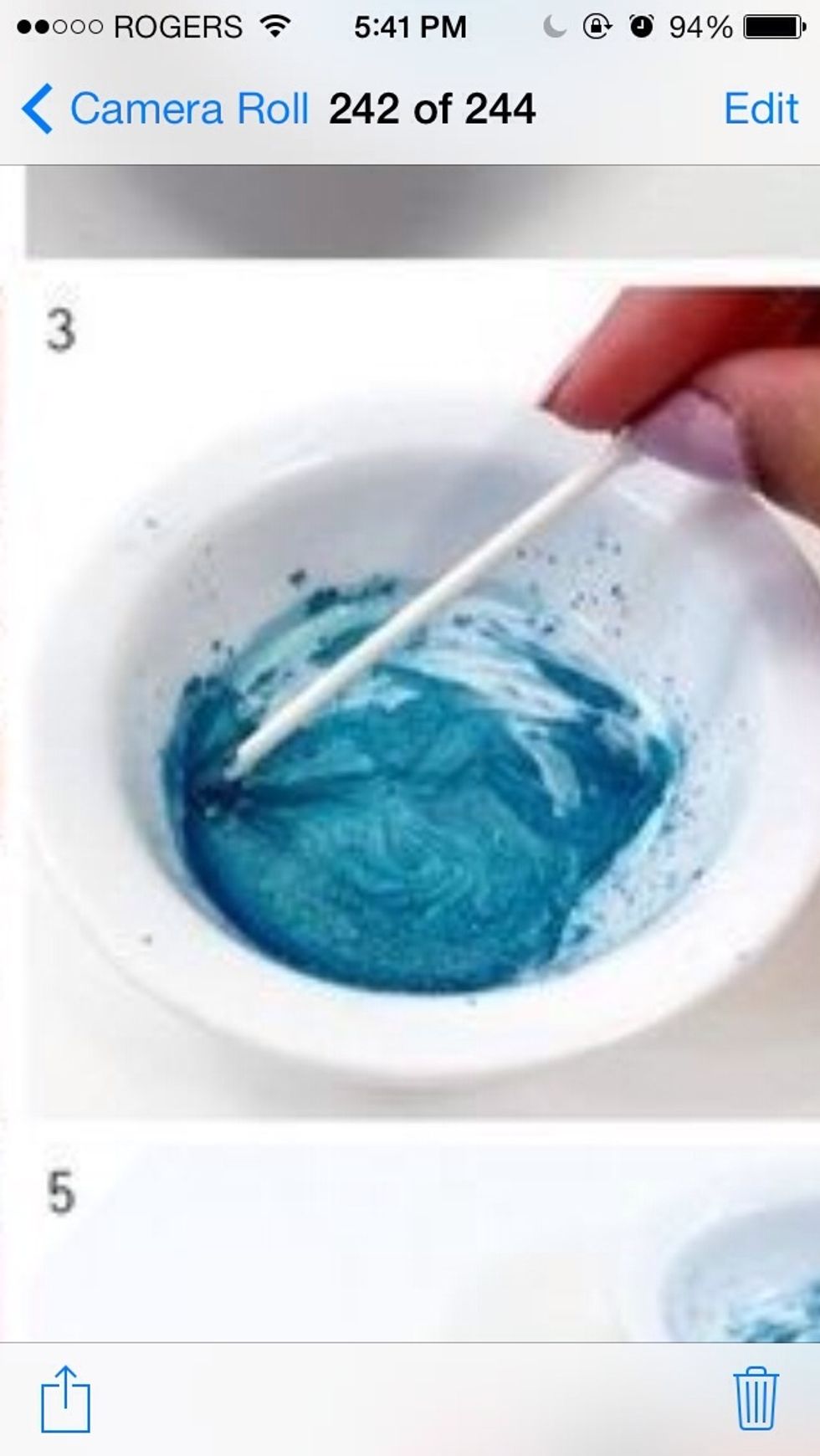 Mix eyeshadow and clear polish together well