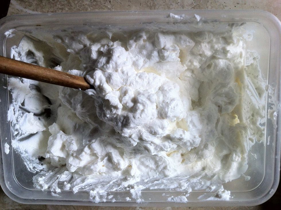 Mix feta cheese along together with the milk.