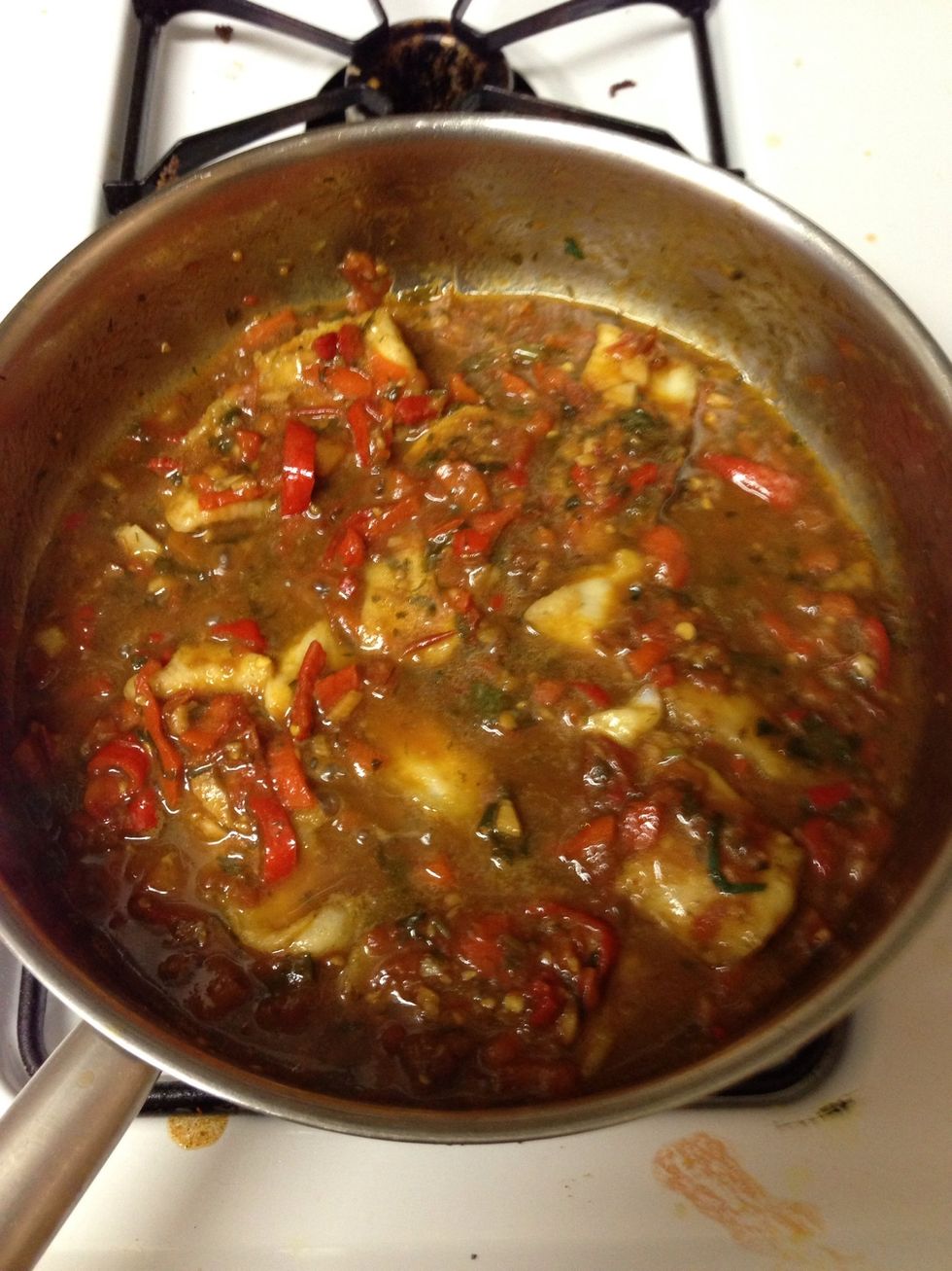 Mix fish with sauce gently