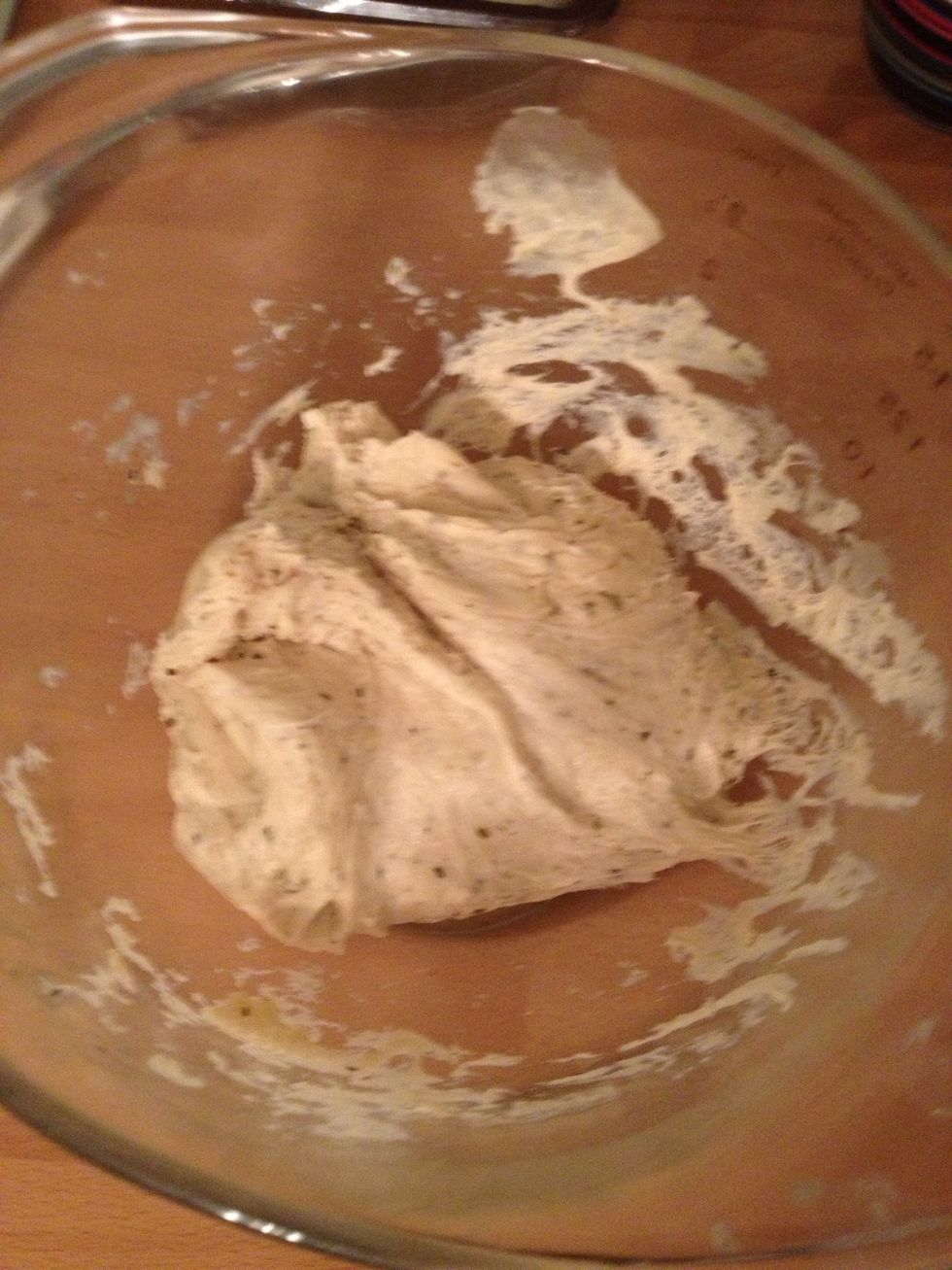 Mix flour, water, yeast, salt, pepper, oregano & olive oil to form dough and leave covered with cling film in bowl in warm place until doubled in size (approx 4 hrs)