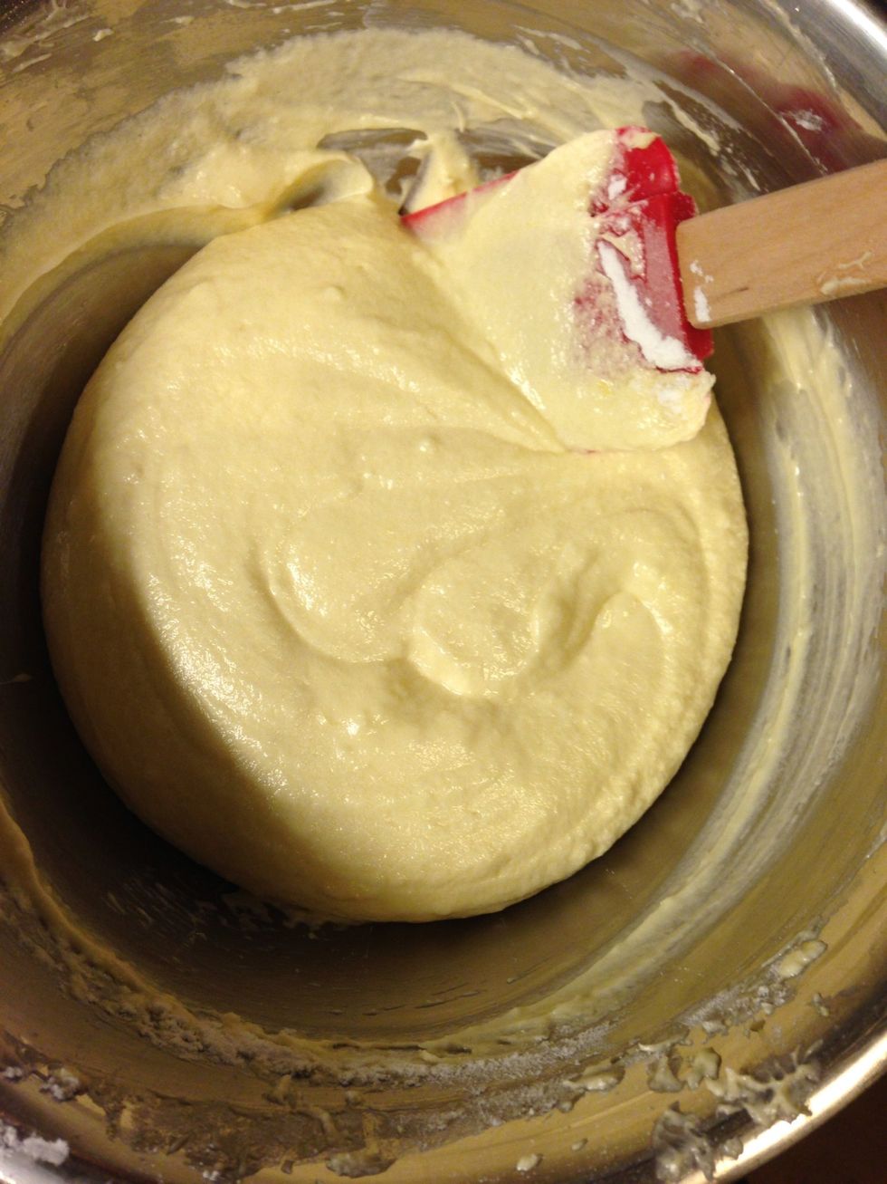 Mix gently with flour and lemon peels, mix well until like this