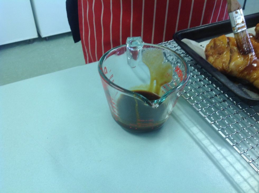 Mix Hoisin Sauce, Golden Syrup and oil together and brush over the drumsticks.